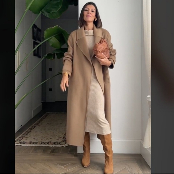 Zara Wool Blend Coat Camel Tan Size S - Picture 3 of 16